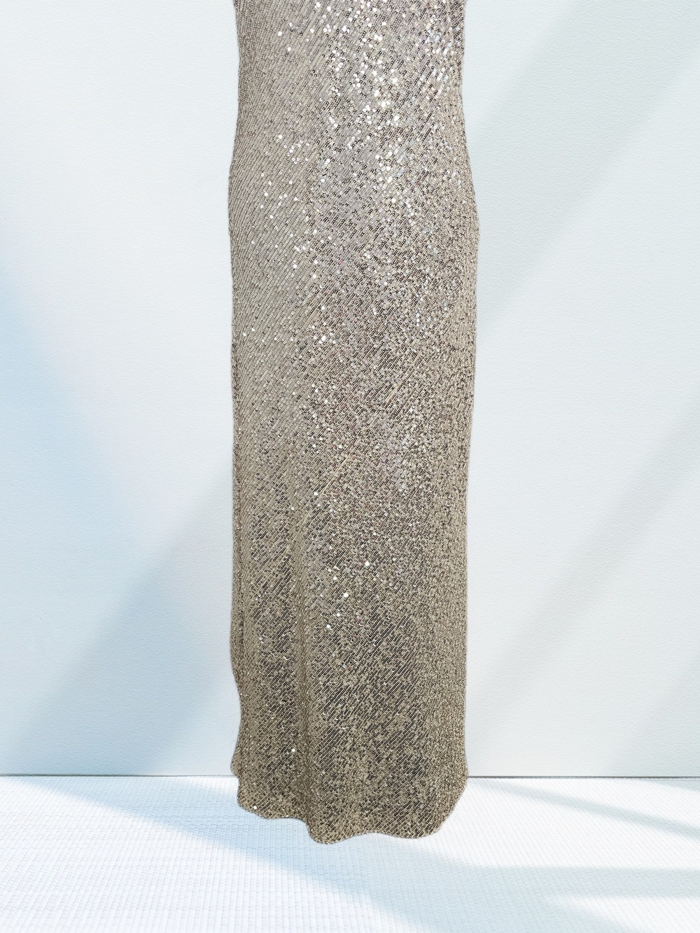 Gold Sequin Scoop Neck Sleeveless Long Gown Dress Formal Party Wedding Prom EUC - Picture 4 of 16